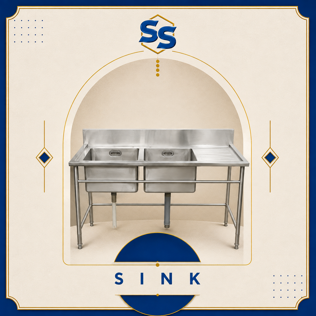 Sink stainless steel untuk area pencucian dapur restoran dan usaha kuliner Sakha Steel