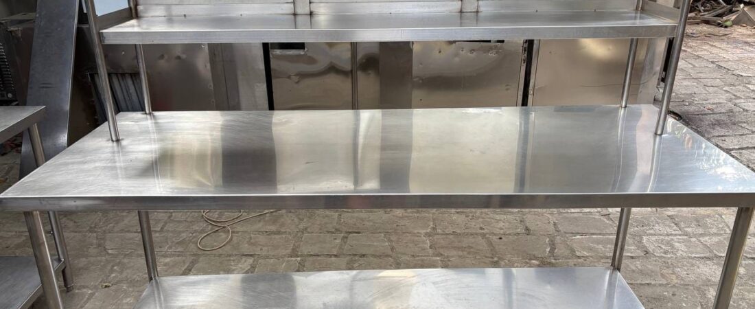 Meja Stainless Steel 2 Susun + Upper 200 cm | Sakha Steel
