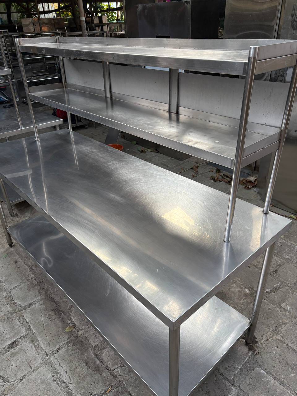 Meja Stainless Steel 2 Susun + Upper 200 cm | Sakha Steel - Gambar 2