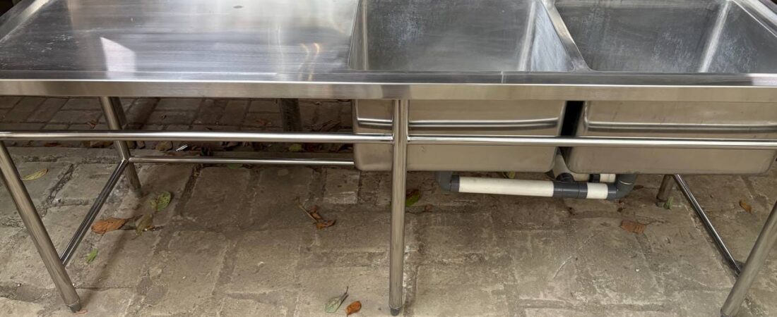 Sink Stainless 2 Lubang Sayap Kiri 200 cm | Sakha Steel