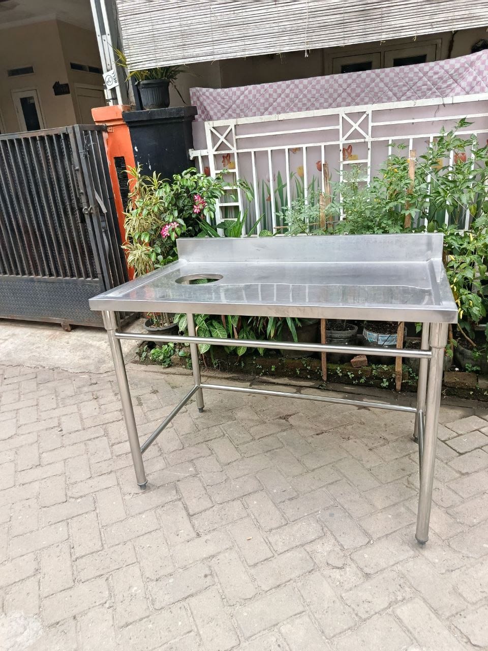 Meja stainless satu susun 120x75x85 cm