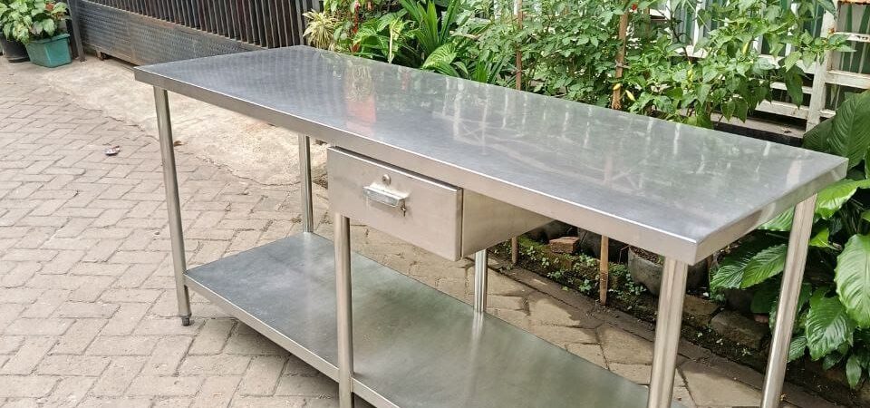 Meja Laci 2 Susun Stainless 180x60x85 cm